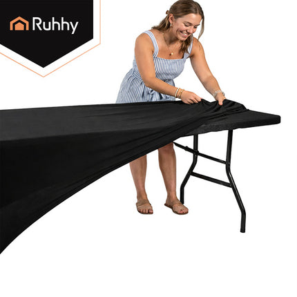 Ruhhy Banquet Tafelkleed - 183 x 75 x 75 cm - Elastisch - Zwart