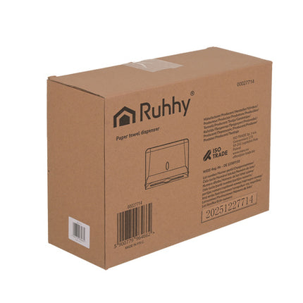 Ruhhy Papieren Handdoekdispenser - Wandmontage - ZZ-Vouw - Zwart