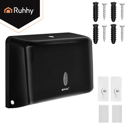 Ruhhy Papieren Handdoekdispenser - Wandmontage - ZZ-Vouw - Zwart