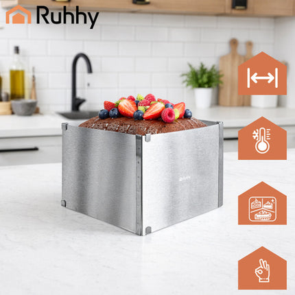 Ruhhy Verstelbare Taartring Rechthoekig - 20-38 x 24-45 cm - RVS