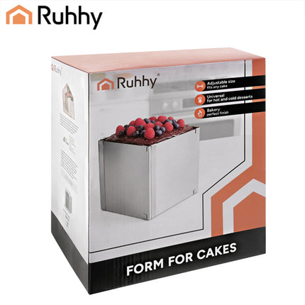 Ruhhy Verstelbare Taartring Rechthoekig - 20-38 x 24-45 cm - RVS