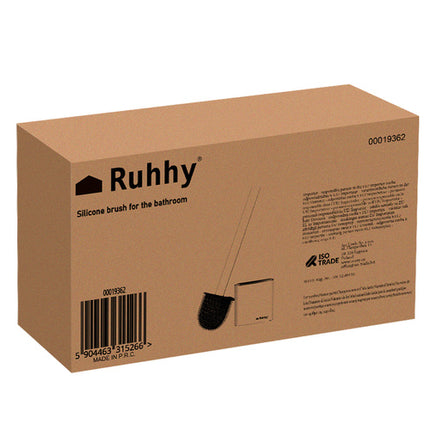 Ruhhy Siliconen Toiletborstel - Slim Design - Met Houder - Wit/Grijs