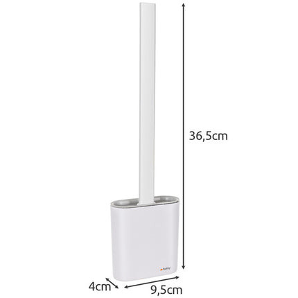 Ruhhy Siliconen Toiletborstel - Slim Design - Met Houder - Wit/Grijs