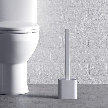 Ruhhy Siliconen Toiletborstel - Slim Design - Met Houder - Wit/Grijs