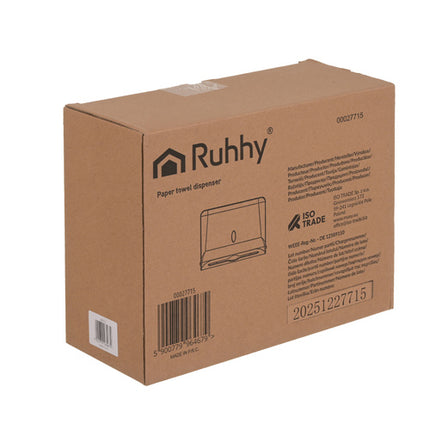 Ruhhy Papieren Handdoekdispenser - Wandmontage - ZZ-Vouw - Wit