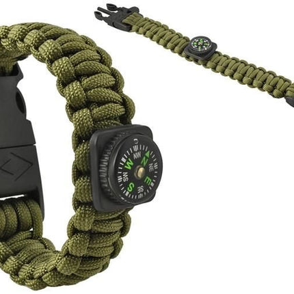 Trizand Survival Armband 5-in-1 - Groen - Met Kompas & Firestarter