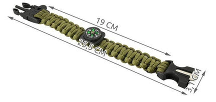 Trizand Survival Armband 5-in-1 - Groen - Met Kompas & Firestarter