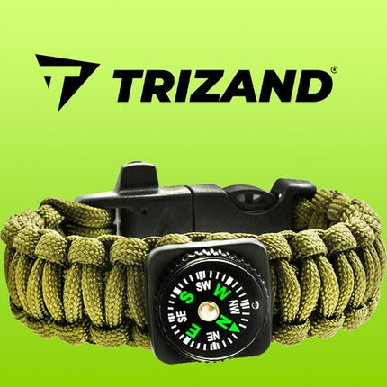Trizand Survival Armband 5-in-1 - Groen - Met Kompas & Firestarter
