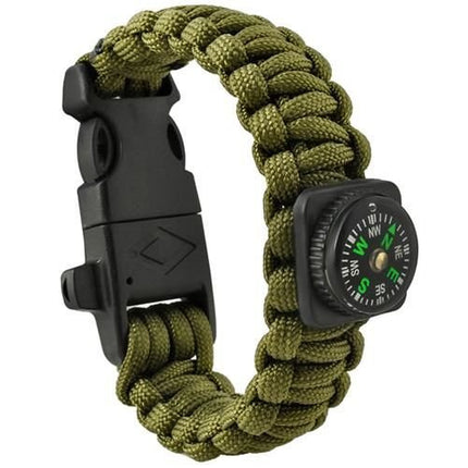 Trizand Survival Armband 5-in-1 - Groen - Met Kompas & Firestarter