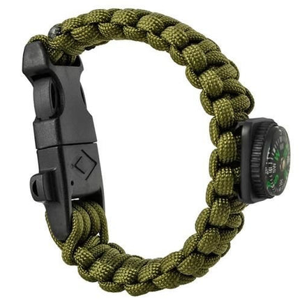 Trizand Survival Armband 5-in-1 - Groen - Met Kompas & Firestarter