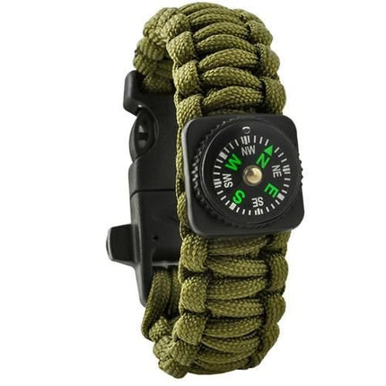 Trizand Survival Armband 5-in-1 - Groen - Met Kompas & Firestarter