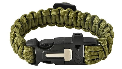 Trizand Survival Armband 5-in-1 - Groen - Met Kompas & Firestarter