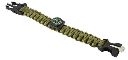 Trizand Survival Armband 5-in-1 - Groen - Met Kompas & Firestarter