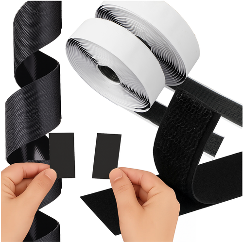 Ruhhy Zelfklevend Klittenband - 5m x 2,5cm - Zwart - Universeel