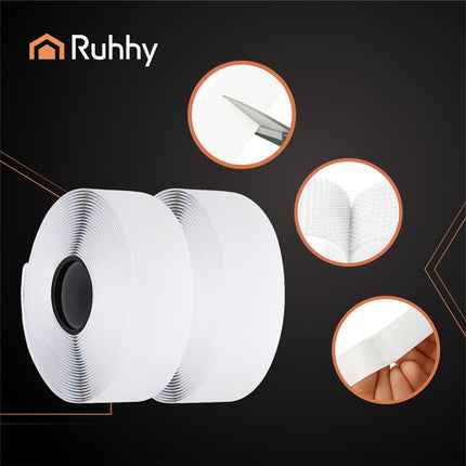 Ruhhy Zelfklevende Klittenband - 5 m x 5 cm - Wit - Sterke Lijmlaag
