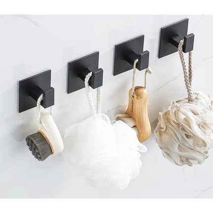 Ruhhy Zelfklevende Handdoekhaken - Set van 4 - Mat Zwart - Loft Design