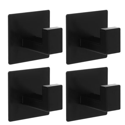 Ruhhy Zelfklevende Handdoekhaken - Set van 4 - Mat Zwart - Loft Design