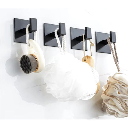 Ruhhy Zelfklevende Handdoekhaken - Set van 4 - Mat Zwart - Loft Design