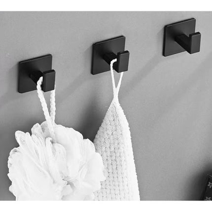 Ruhhy Zelfklevende Handdoekhaken - Set van 4 - Mat Zwart - Loft Design