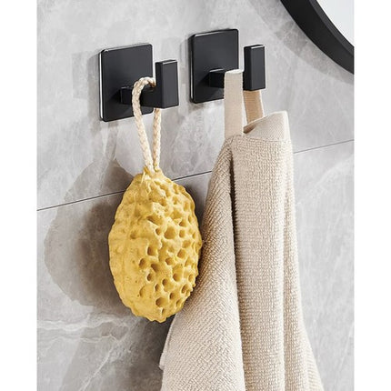 Ruhhy Zelfklevende Handdoekhaken - Set van 4 - Mat Zwart - Loft Design
