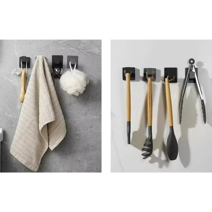 Ruhhy Zelfklevende Handdoekhaken - Set van 4 - Mat Zwart - Loft Design
