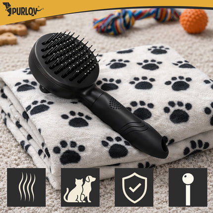 Purlov Zelfreinigende Huisdierenborstel - Voor Honden en Katten - Zwart