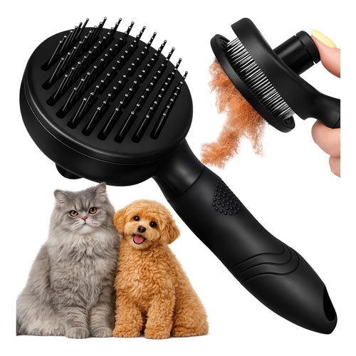 Purlov Zelfreinigende Huisdierenborstel - Voor Honden en Katten - Zwart