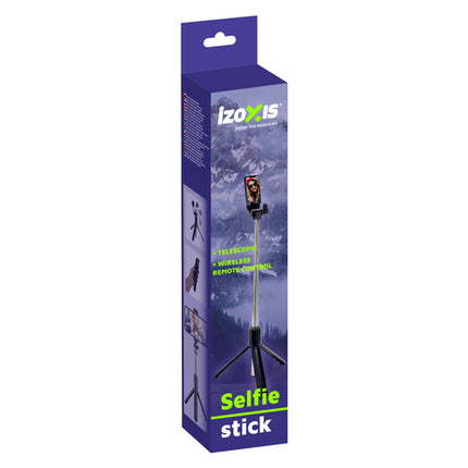 Izoxis Selfie Stick met Tripod - Bluetooth Afstandsbediening - 92 cm - Zwart