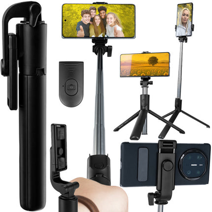 Izoxis Selfie Stick met Tripod - Bluetooth Afstandsbediening - 92 cm - Zwart