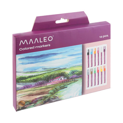 Maaleo Acrylmarkers Set - 12 Kleuren - Watervaste Decoratiestiften