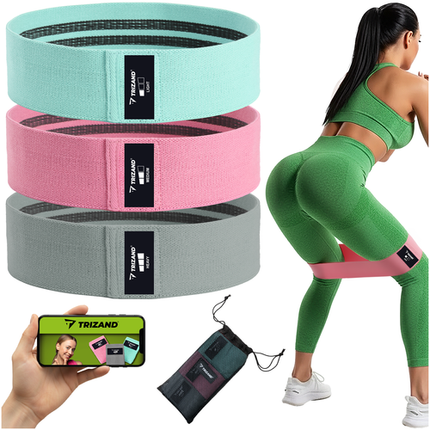 Trizand Weerstandsbanden Set - 3 Stuks - Stoffen Fitnessbanden