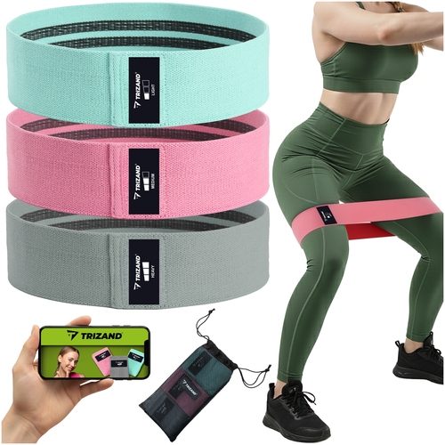 Trizand Weerstandsbanden Set - 3 Stuks - Stoffen Fitnessbanden