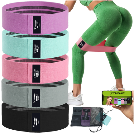 Trizand Weerstandsbanden Set - 5 Stuks - Stoffen Fitnessbanden
