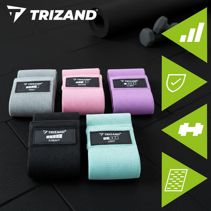 Trizand Weerstandsbanden Set - 5 Stuks - Stoffen Fitnessbanden