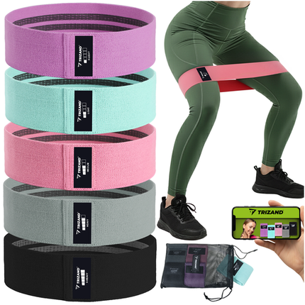 Trizand Weerstandsbanden Set - 5 Stuks - Stoffen Fitnessbanden