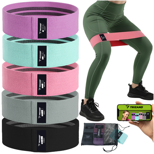 Trizand Weerstandsbanden Set - 5 Stuks - Stoffen Fitnessbanden