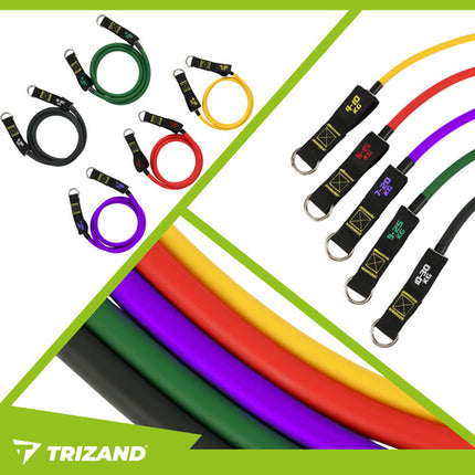 Trizand Weerstandsbanden Set - 11-delig - Met Handvatten - Zwart