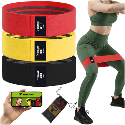 Trizand Weerstandsbanden Set - 3 Stuks - Stoffen Fitnessbanden