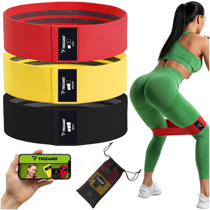 Trizand Weerstandsbanden Set - 3 Stuks - Stoffen Fitnessbanden