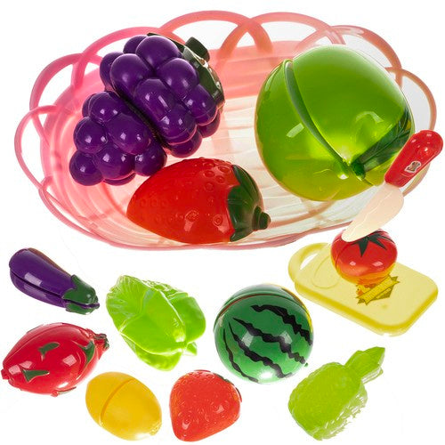 Kruzzel Snijbare Groente- en Fruitset - 23-Delig - In Mandje