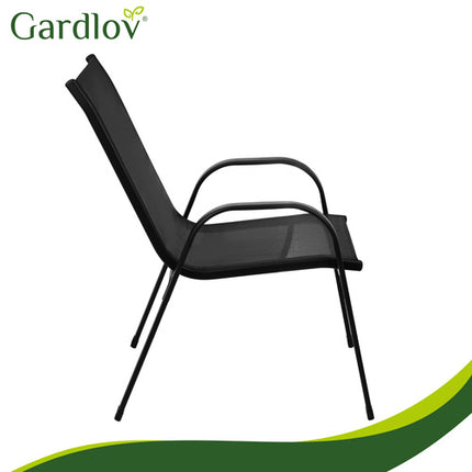 Gardlov Tuinstoelenset - 2 Stuks - Stapelbaar - Zwart