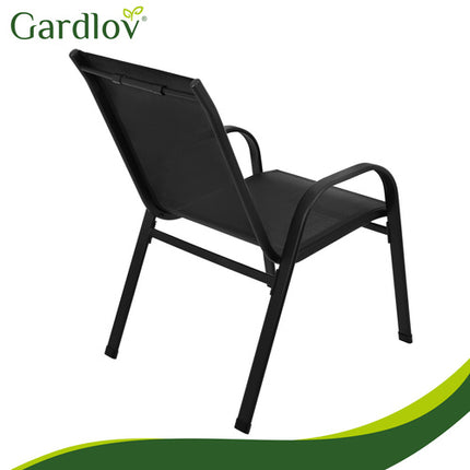 Gardlov Tuinstoelenset - 4 Stuks - Stapelbaar - Zwart