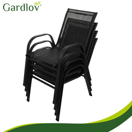 Gardlov Tuinstoelenset - 4 Stuks - Stapelbaar - Zwart