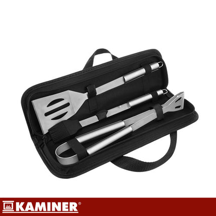 Kaminer 3-Delige Barbecueset - RVS - Met Luxe Draagtas