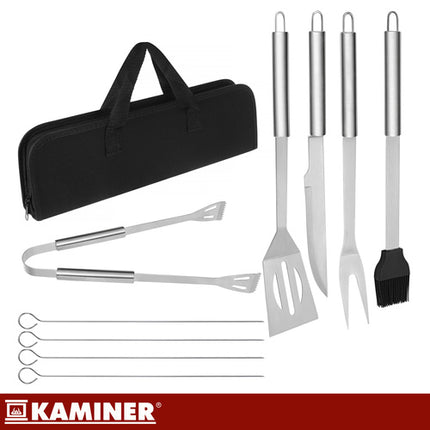 Kaminer 9-Delige Barbecueset - RVS - Met Luxe Draagtas
