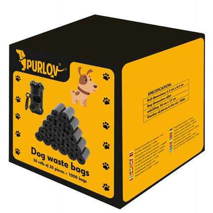 Purlov Poepzakjes Set - 1000 Stuks incl. Houder - Zwart
