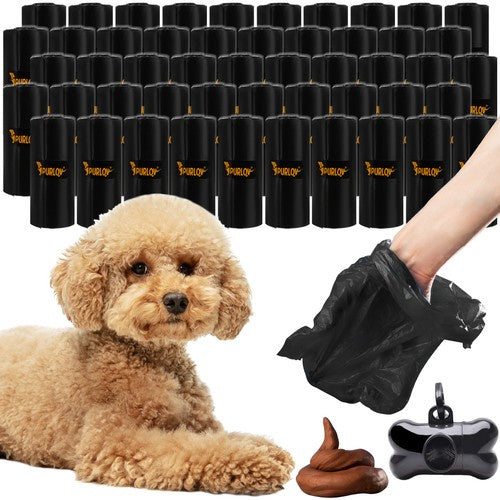 Purlov Poepzakjes Set - 1000 Stuks incl. Houder - Zwart