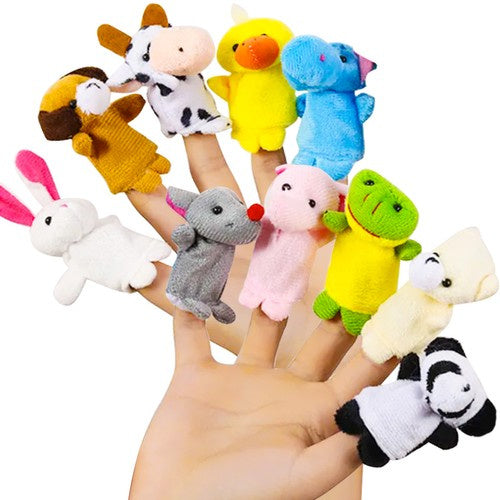Kruzzel Dieren Vingerpoppetjes Set - 10-delig - Educatief Speelgoed