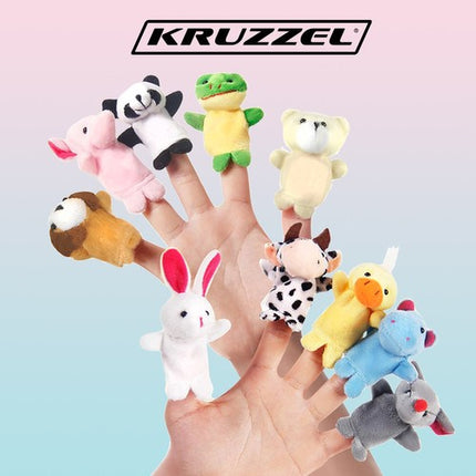 Kruzzel Dieren Vingerpoppetjes Set - 10-delig - Educatief Speelgoed