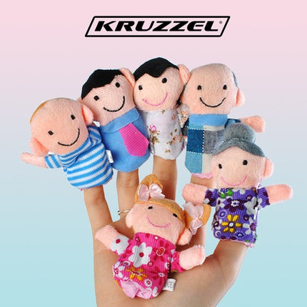 Kruzzel Familie Vingerpoppetjes Set - 6-delig - Educatief Speelgoed